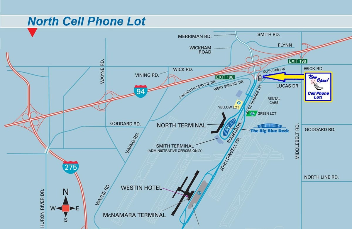 χάρτης του Detroit Metro Airport