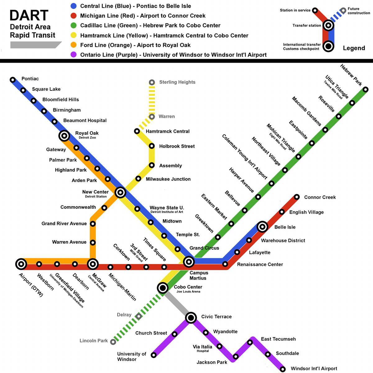 Μετρό Ντιτρόιτ χάρτη