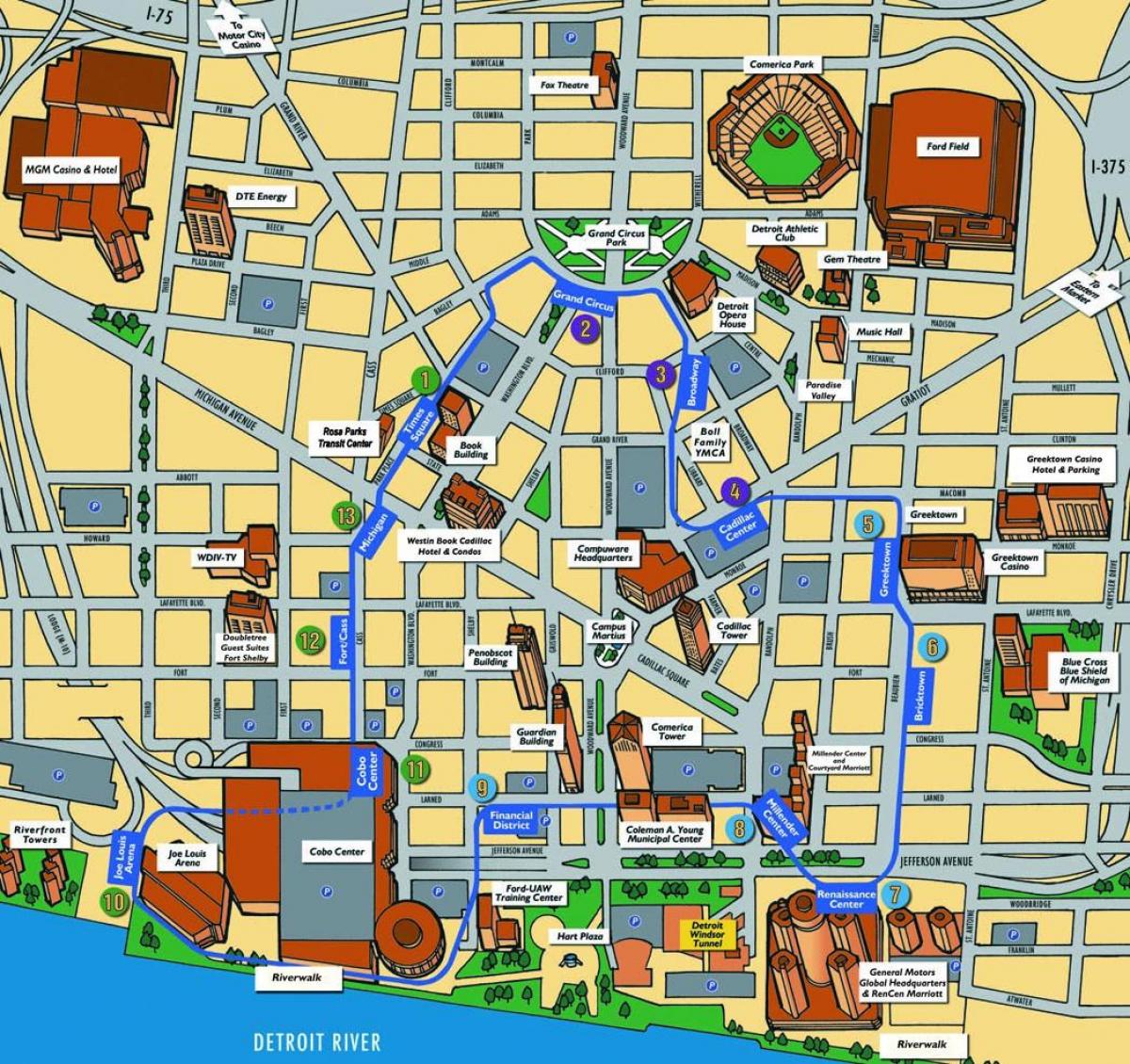 Ντιτρόιτ τουριστικό χάρτη