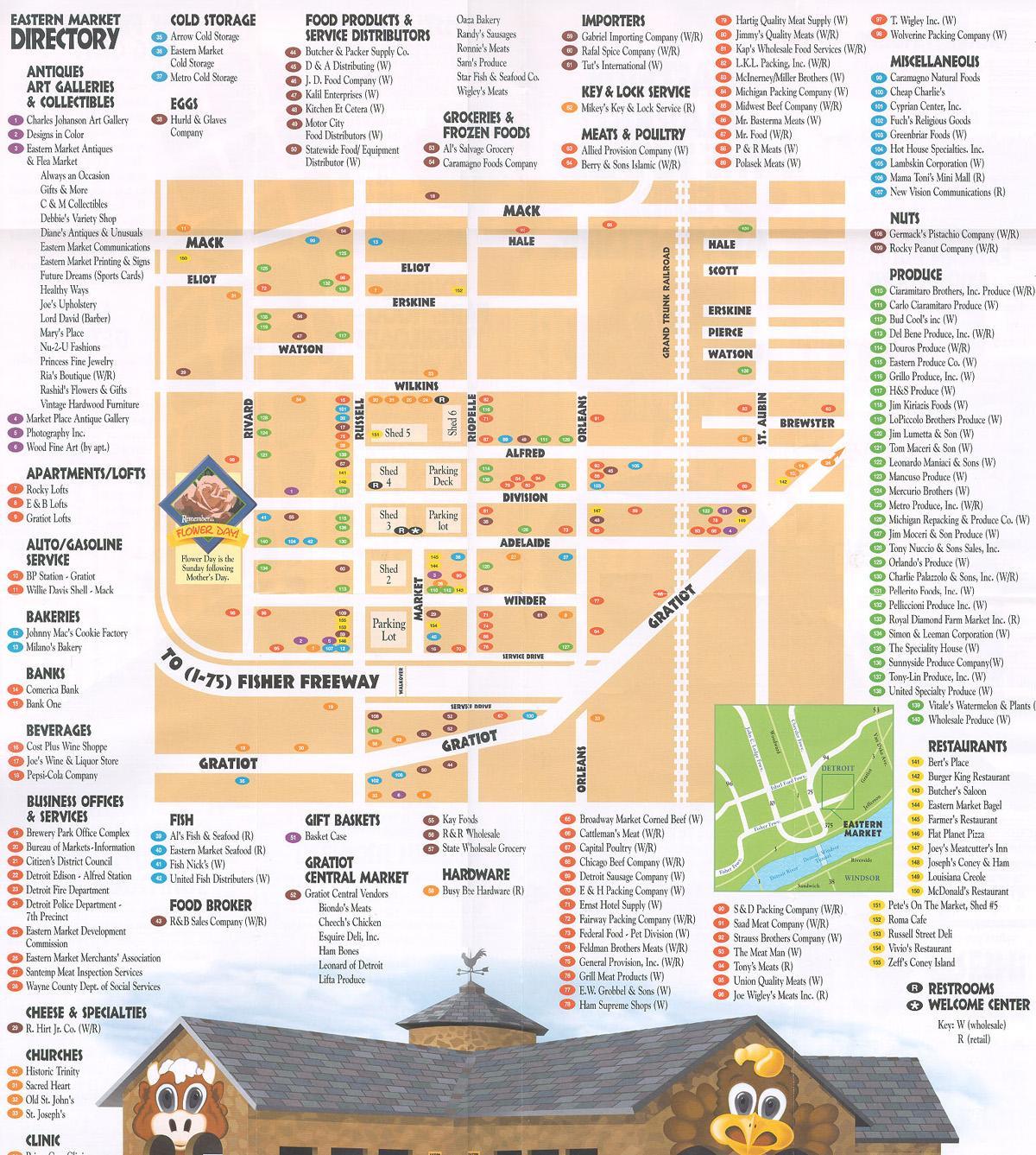 χάρτης της ανατολικής αγορά Ντιτρόιτ